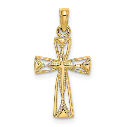 10K Yellow Gold 10K Cut-Out Cross W/ Triangle Ends Charm
