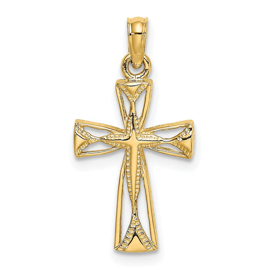 10K Yellow Gold 10K Cut-Out Cross W/ Triangle Ends Charm