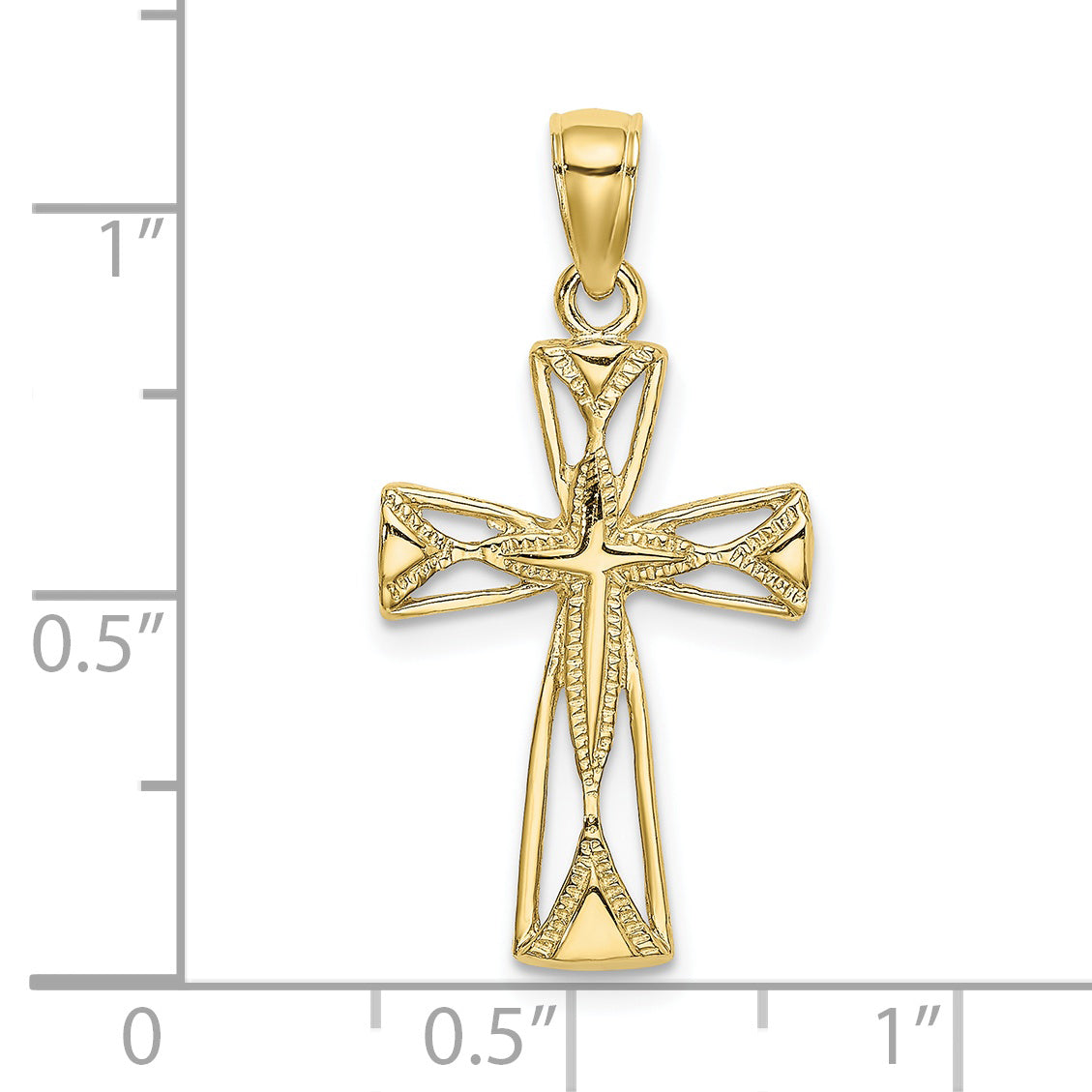 10K Yellow Gold 10K Polished Cut-Out Design Cross Charm