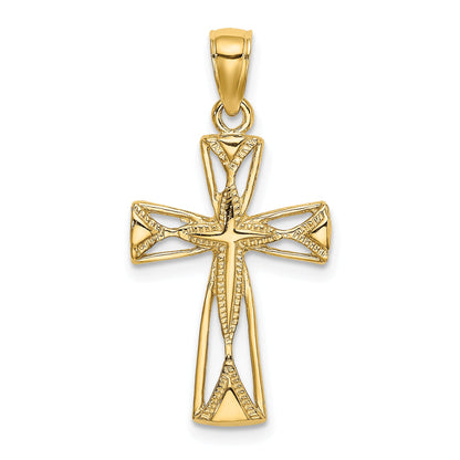 10K Yellow Gold 10K Polished Cut-Out Design Cross Charm