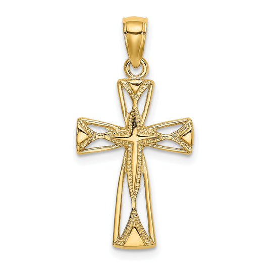 10K Yellow Gold 10K Polished Cut-Out Design Cross Charm