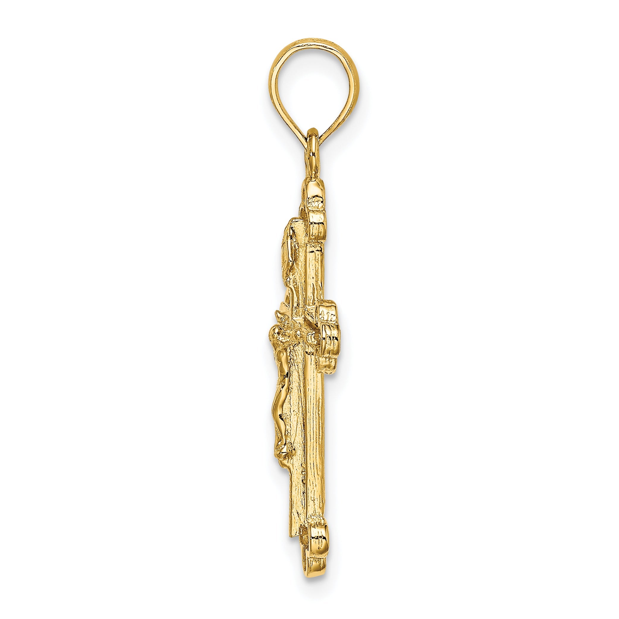 10K Yellow Gold 10K Narrow Budded Crucifix Charm