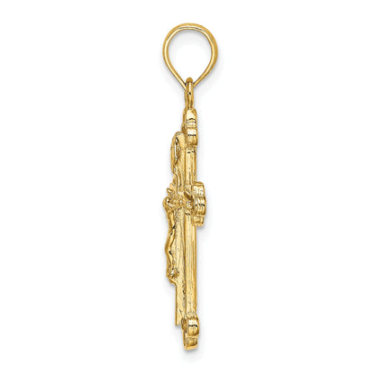 10K Yellow Gold 10K Narrow Budded Crucifix Charm