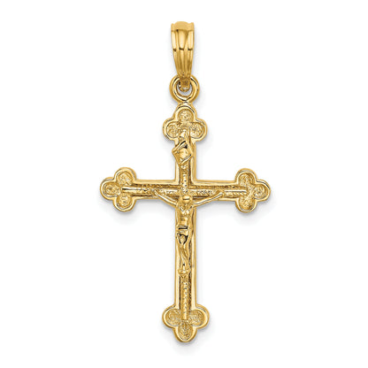 10K Yellow Gold 10K Narrow Budded Crucifix Charm