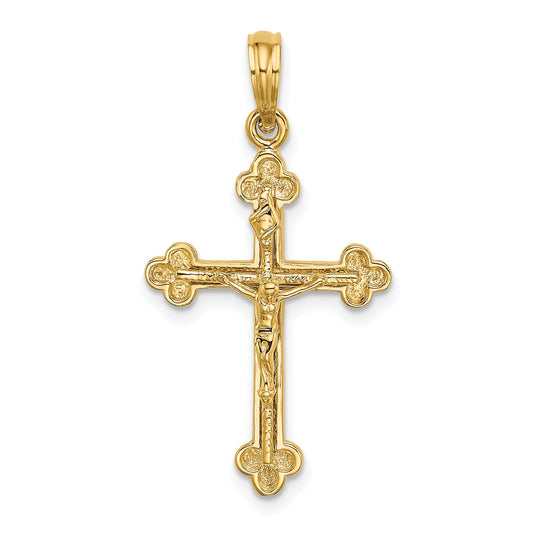 10K Yellow Gold 10K Narrow Budded Crucifix Charm