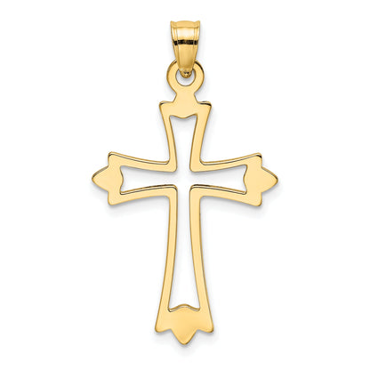 10K Yellow Gold 10K Polished And Cut-Out Cross Charm