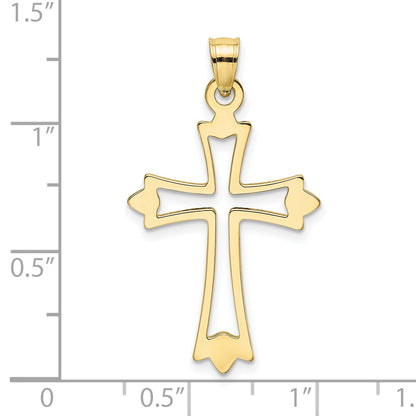 10K Yellow Gold 10K Polished And Cut-Out Cross Charm