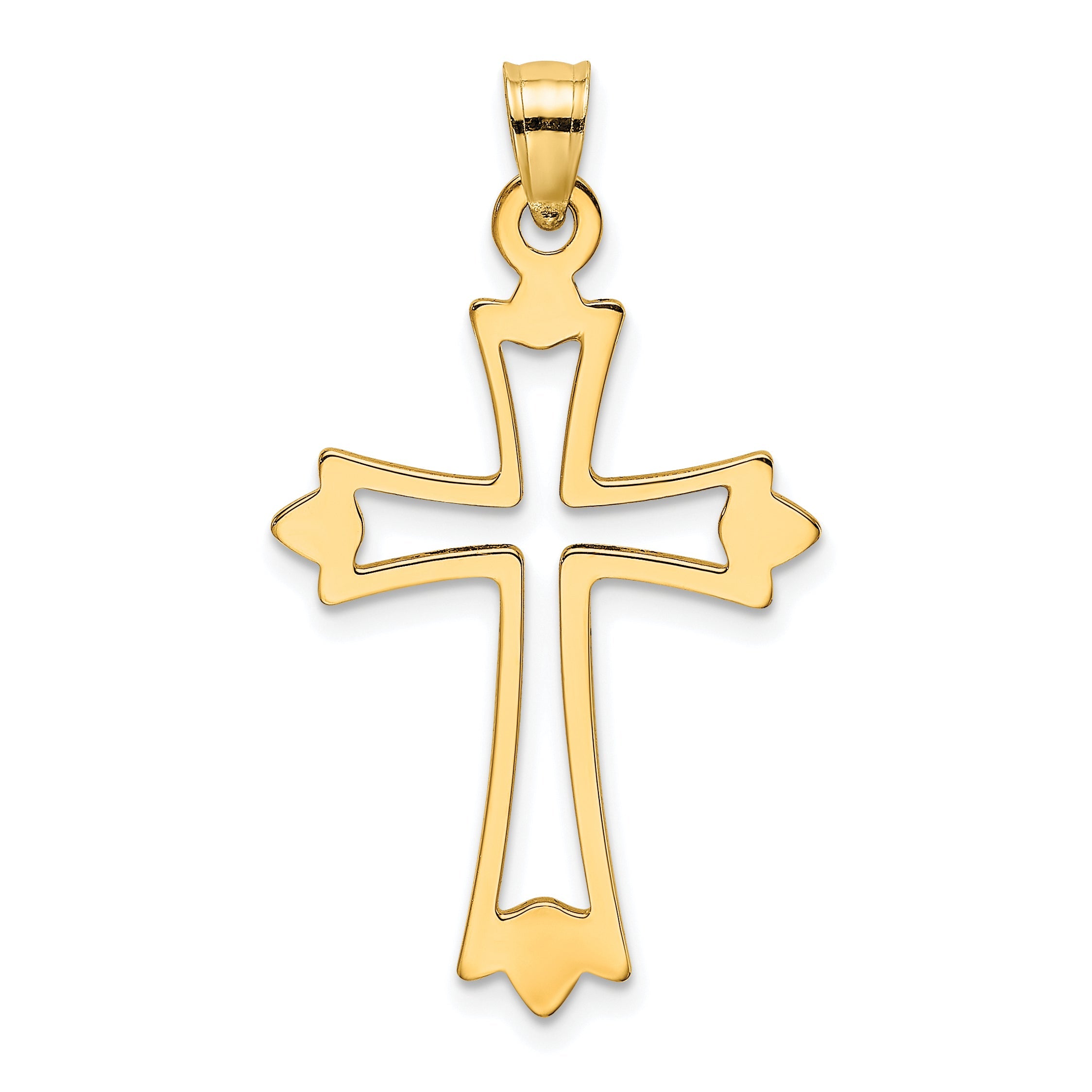 10K Yellow Gold 10K Polished And Cut-Out Cross Charm