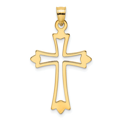 10K Yellow Gold 10K Polished And Cut-Out Cross Charm