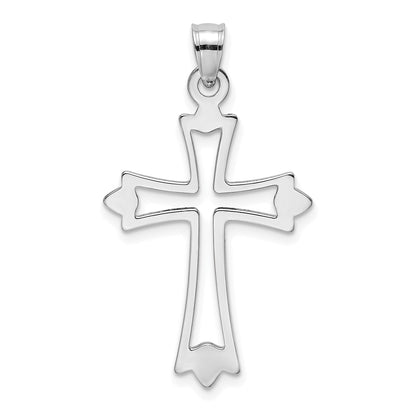 10K White Gold 10K Polished Cut-Out Cross Charm