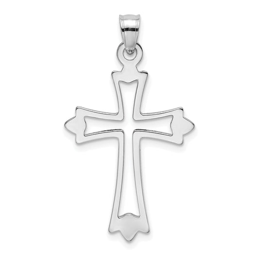 10K White Gold 10K Polished Cut-Out Cross Charm