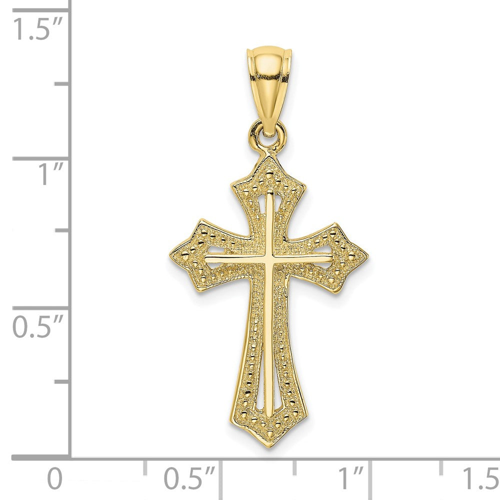 10K Yellow Gold 10K Beaded Cross Charm