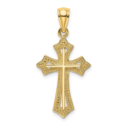 10K Yellow Gold 10K Beaded Cross Charm