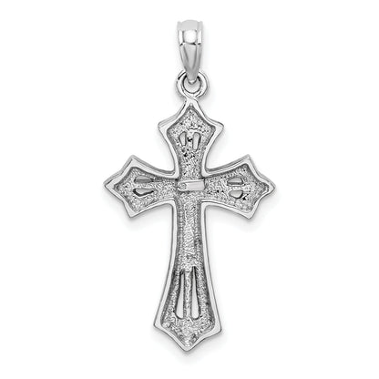 10K White Gold 10K Beaded Cross Charm