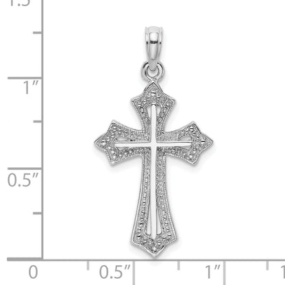 10K White Gold 10K Beaded Cross Charm