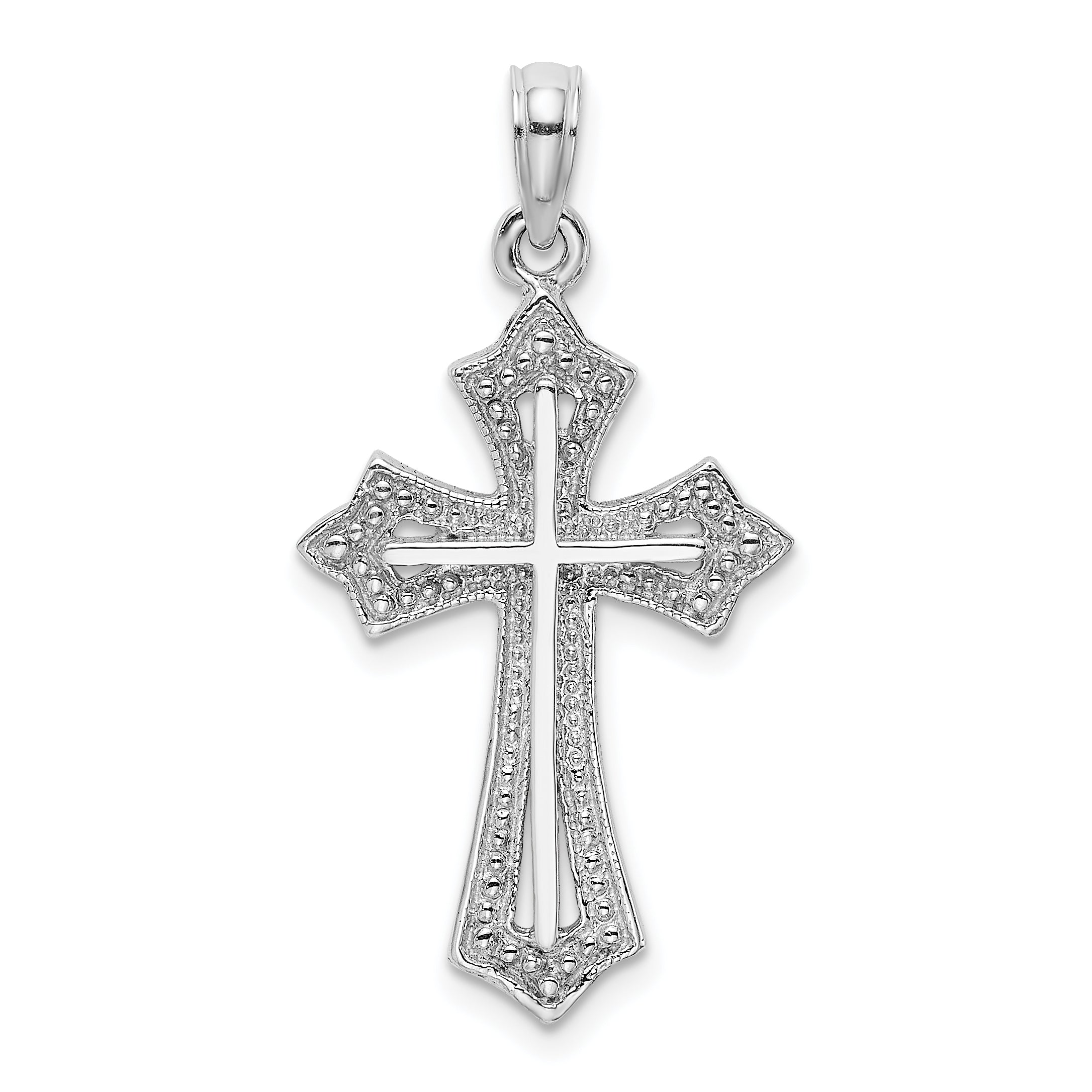 10K White Gold 10K Beaded Cross Charm