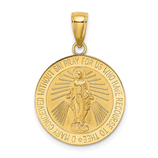 10K Yellow Gold 10K Polished And Satin Miraculous Medal Charm