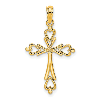 10K Yellow Gold 10K Cross Cut-Out W/ Heart Ends Charm