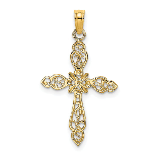 10K Yellow Gold 10K Polished Cut-Out Cross Charm
