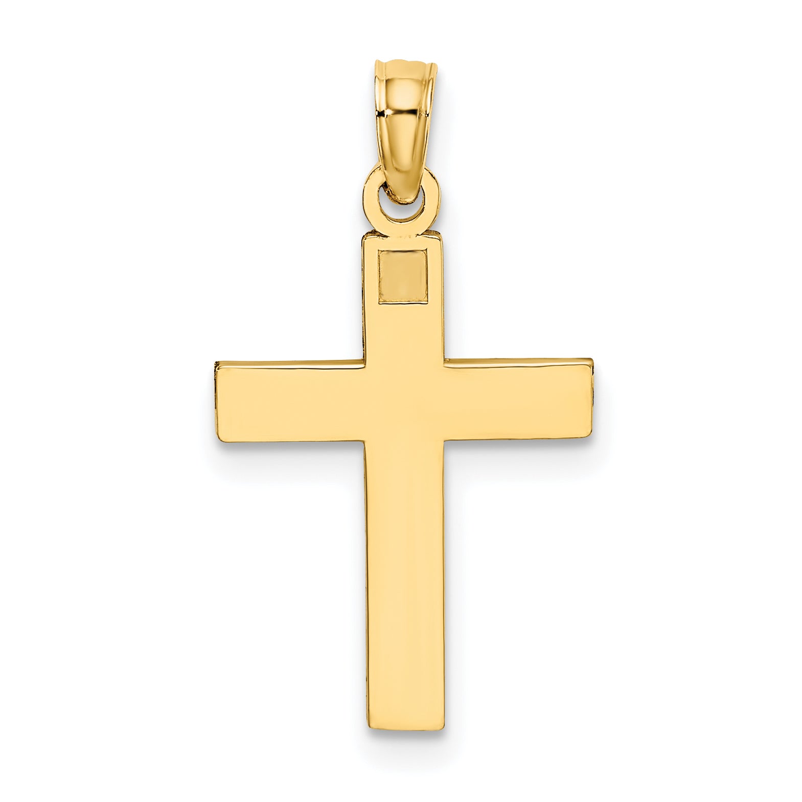 10K Yellow Gold 10K D/C Block Cross Charm