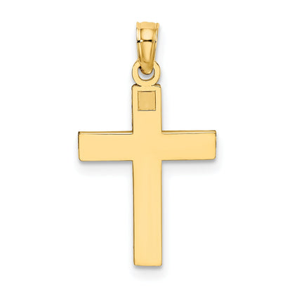 10K Yellow Gold 10K D/C Block Cross Charm