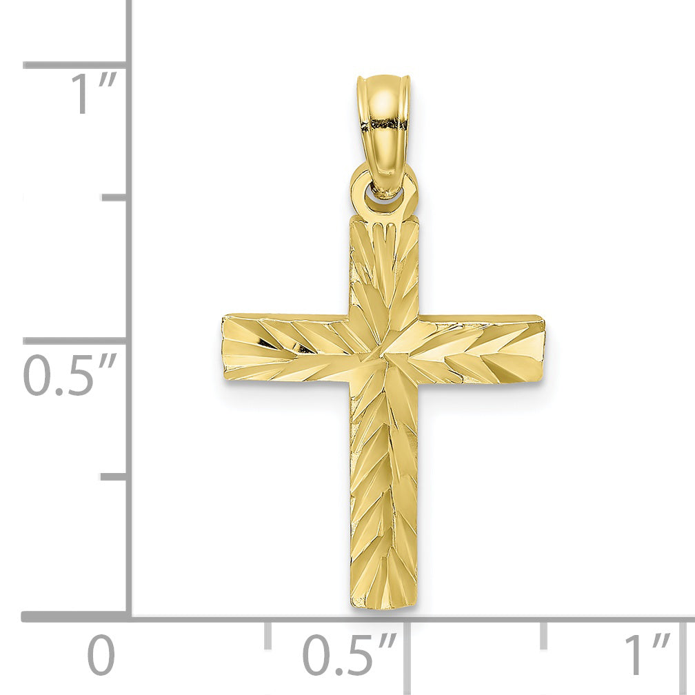 10K Yellow Gold 10K D/C Block Cross Charm