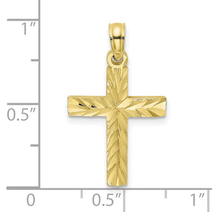 10K Yellow Gold 10K D/C Block Cross Charm
