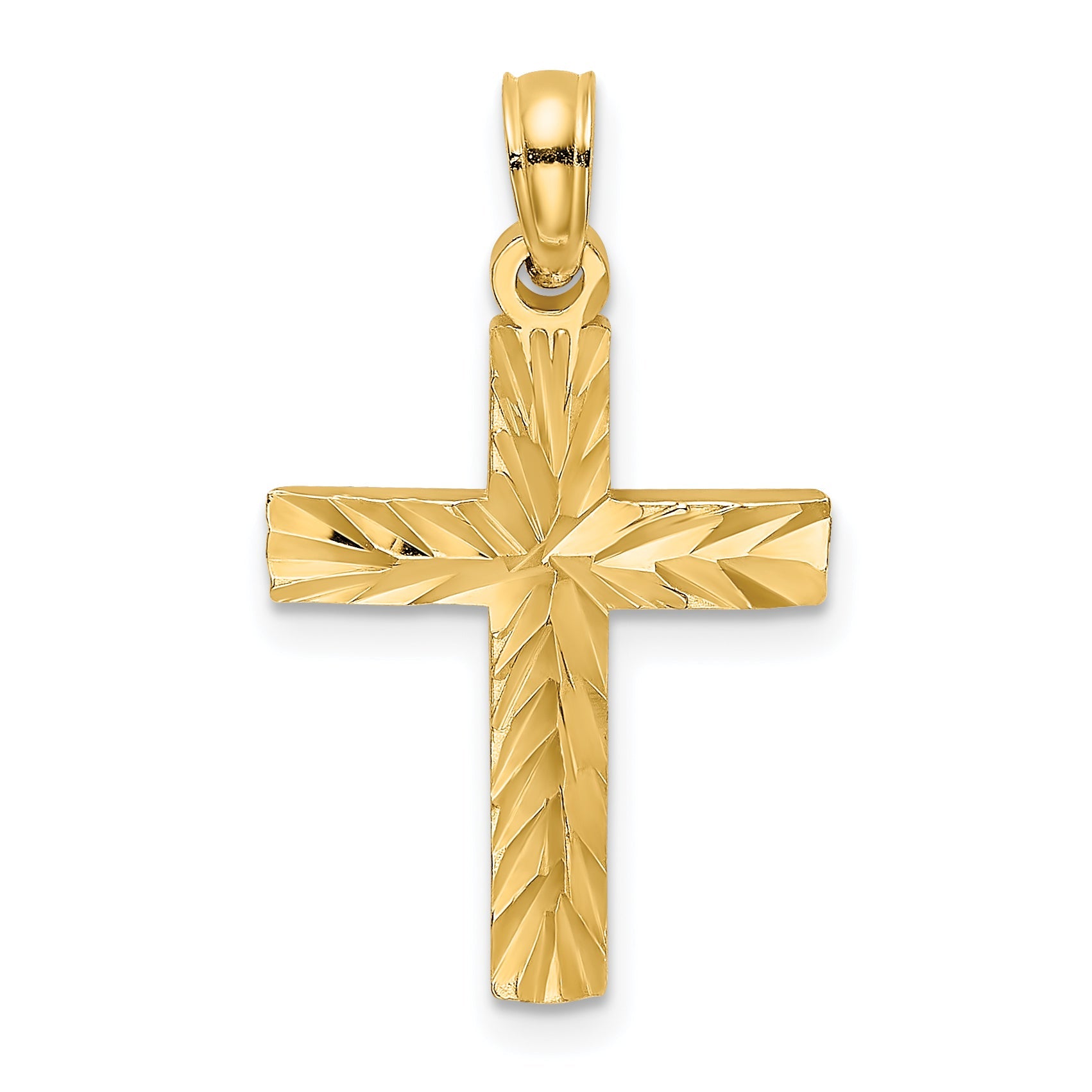 10K Yellow Gold 10K D/C Block Cross Charm