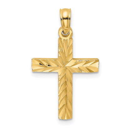 10K Yellow Gold 10K D/C Block Cross Charm