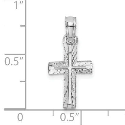 10K White Gold 10K D/C Cross Charm
