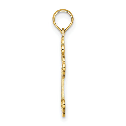 10K Yellow Gold 10K Lace Center Budded Cross Charm