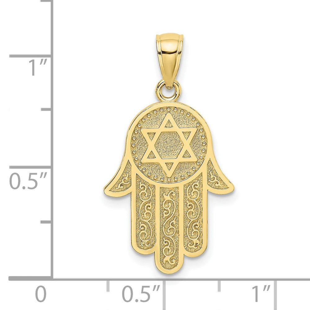 10K Yellow Gold 10K Hamsa W/ Star Of David Charm