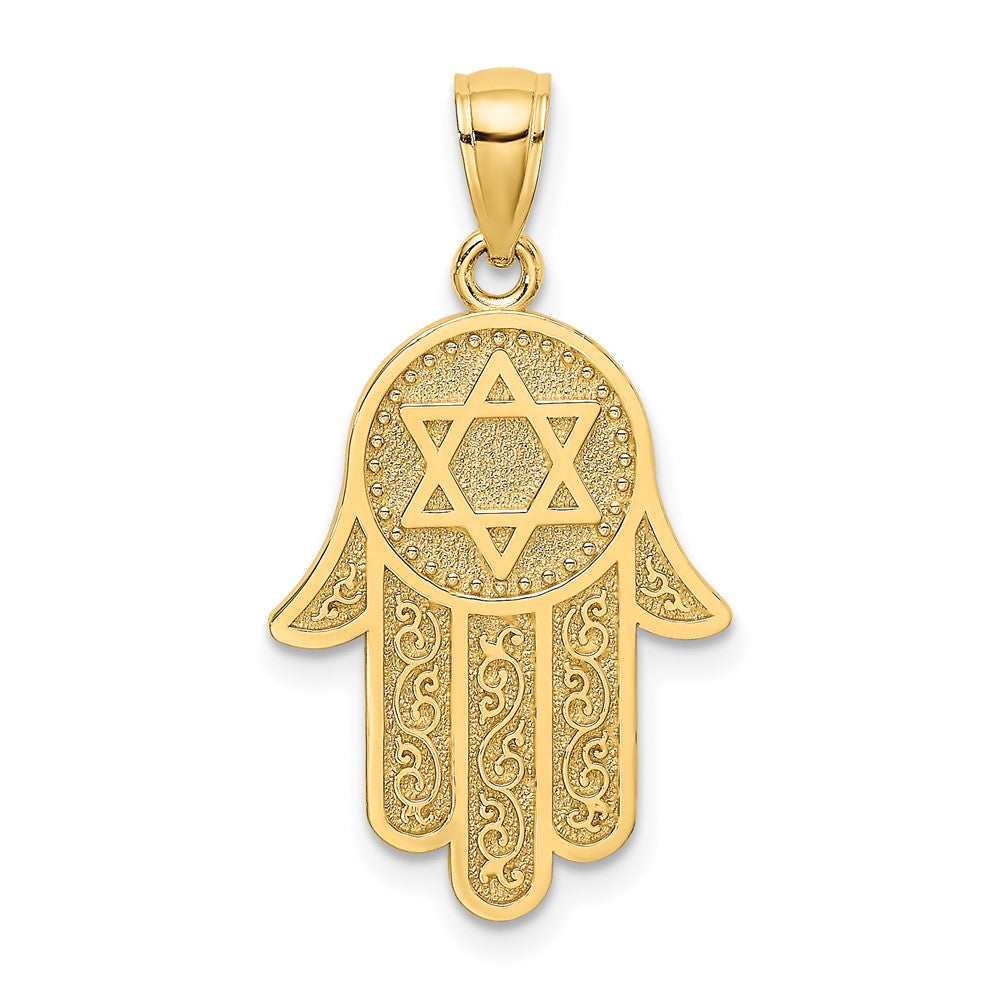 10K Yellow Gold 10K Hamsa W/ Star Of David Charm