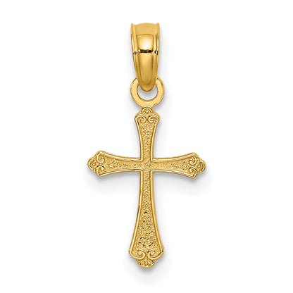 10K Yellow Gold 10K Textured Mini Cross Charm