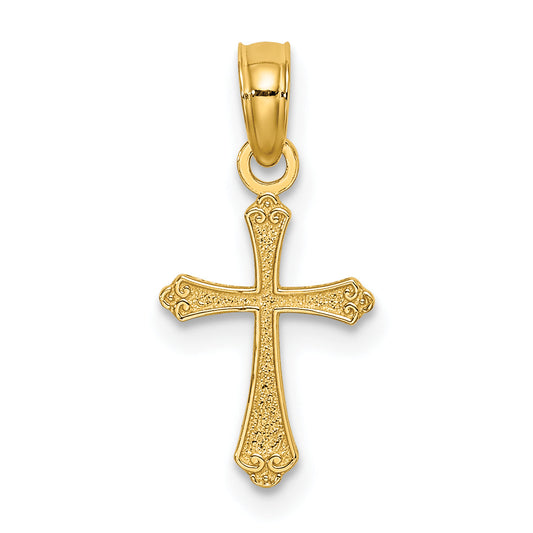 10K Yellow Gold 10K Textured Mini Cross Charm