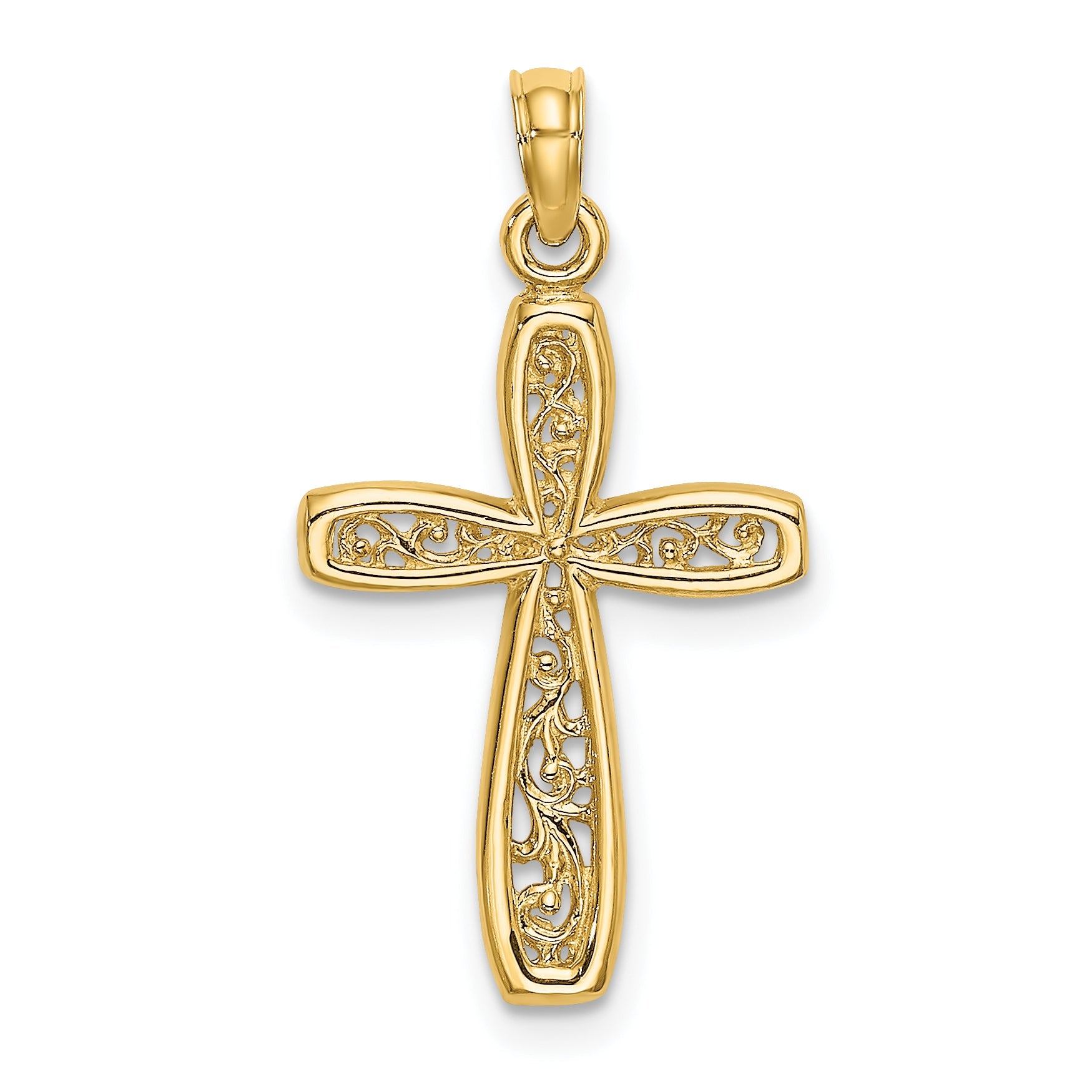 10K Yellow Gold 10K Cross W/ Filigree Center Charm
