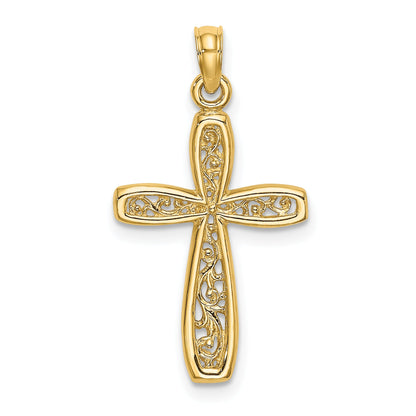 10K Yellow Gold 10K Cross W/ Filigree Center Charm