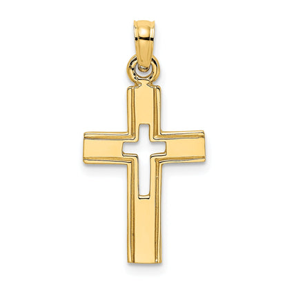 10K Yellow Gold 10K Polished And Cut-Out Cross Charm
