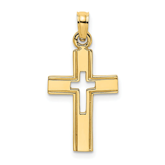 10K Yellow Gold 10K Polished And Cut-Out Cross Charm