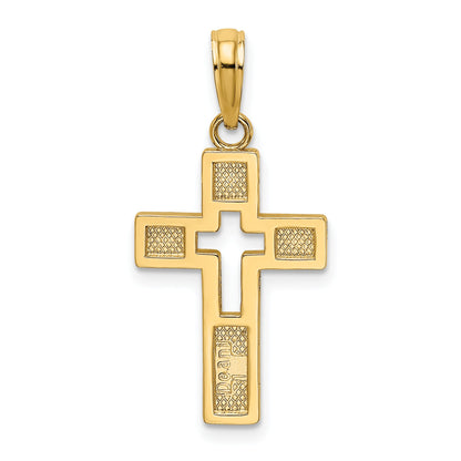 10K Yellow Gold 10K Polished Cut-Out Cross Charm