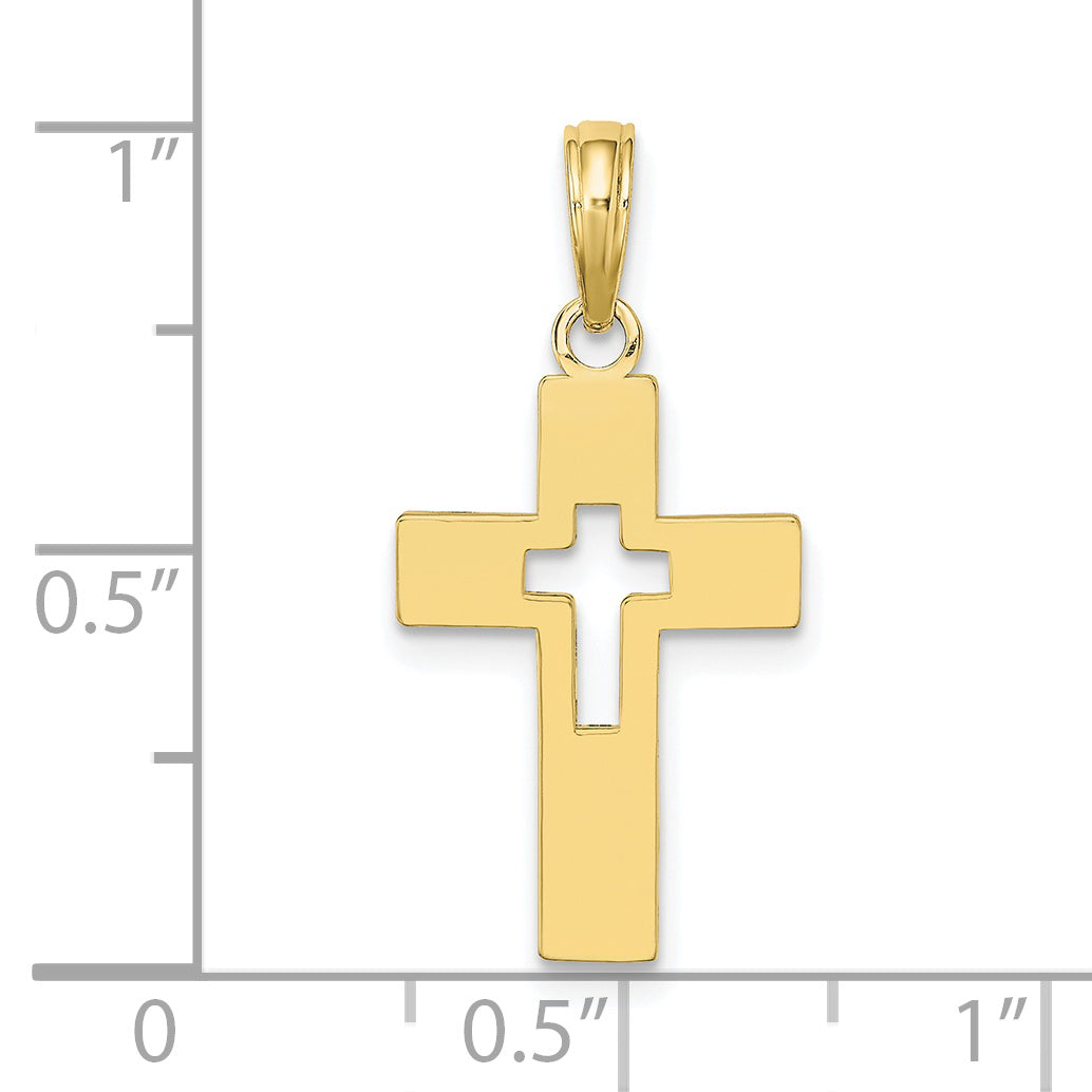 10K Yellow Gold 10K Polished Cut-Out Cross Charm