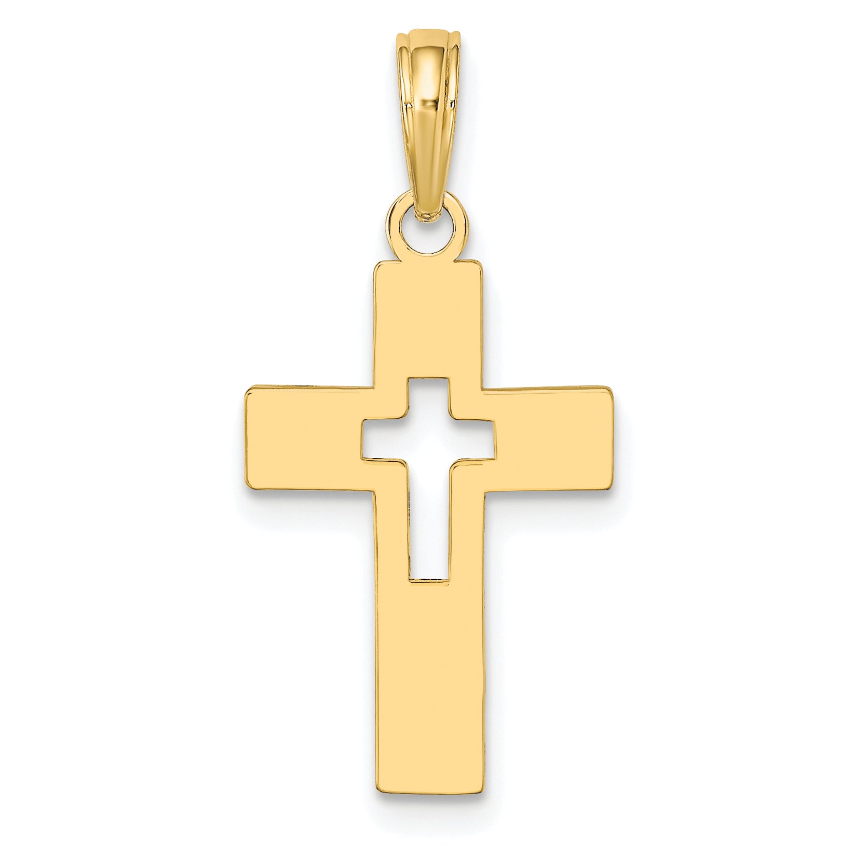 10K Yellow Gold 10K Polished Cut-Out Cross Charm