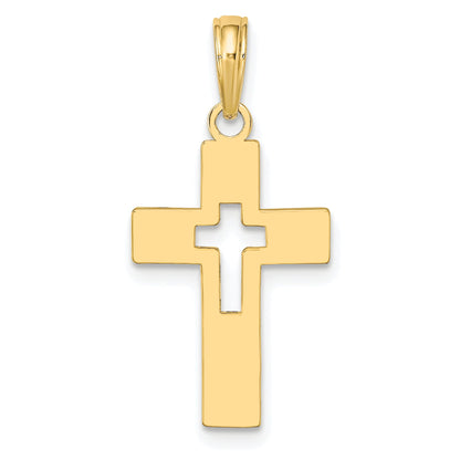 10K Yellow Gold 10K Polished Cut-Out Cross Charm