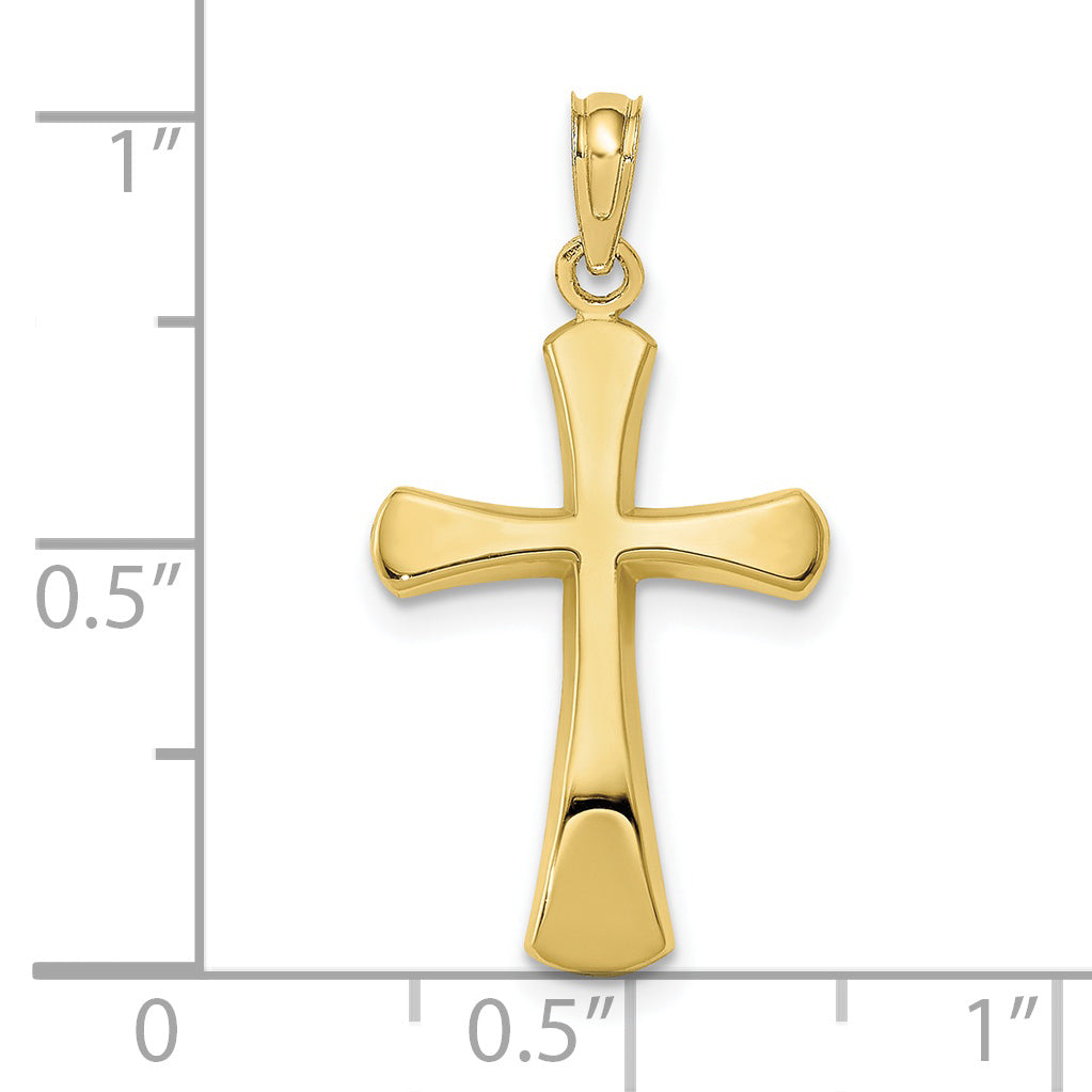 10K Yellow Gold 10K Polished Beveled Cross W/ Round Tips Charm