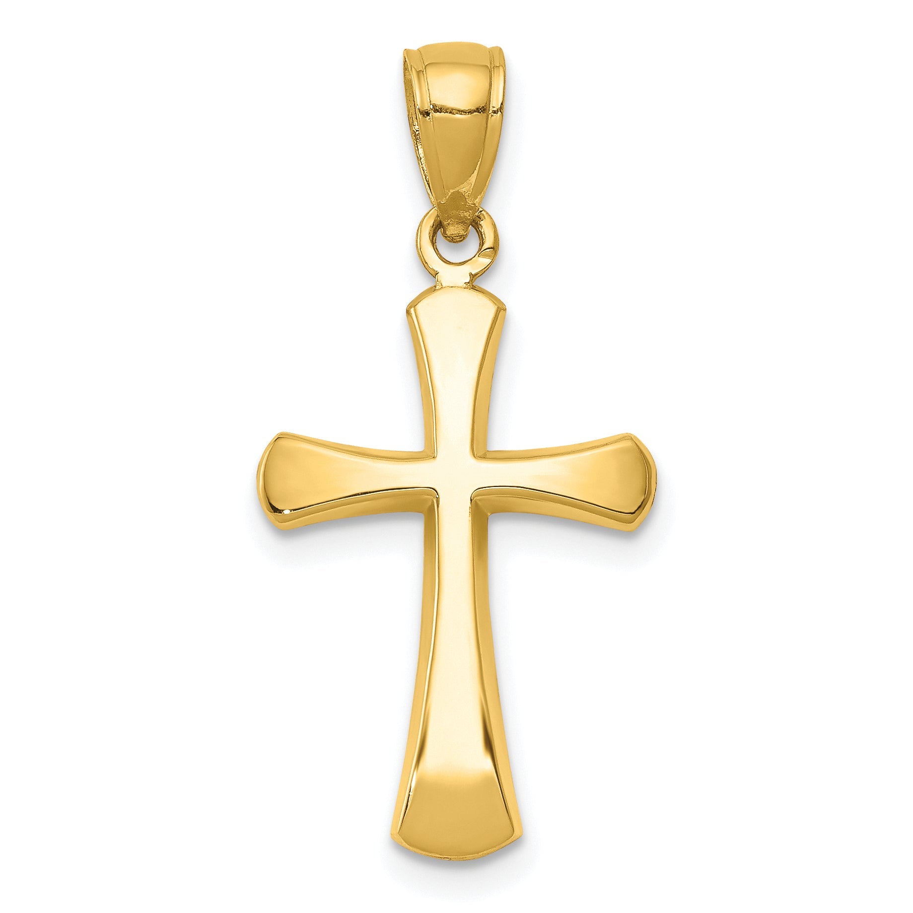 10K Yellow Gold 10K Polished Beveled Cross W/ Round Tips Charm