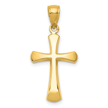 10K Yellow Gold 10K Polished Beveled Cross W/ Round Tips Charm