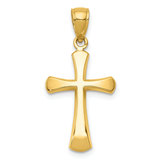 10K Yellow Gold 10K Polished Beveled Cross W/ Round Tips Charm