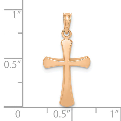 10K Rose Gold 10K Polished Beveled Cross W/ Round Tips Charm