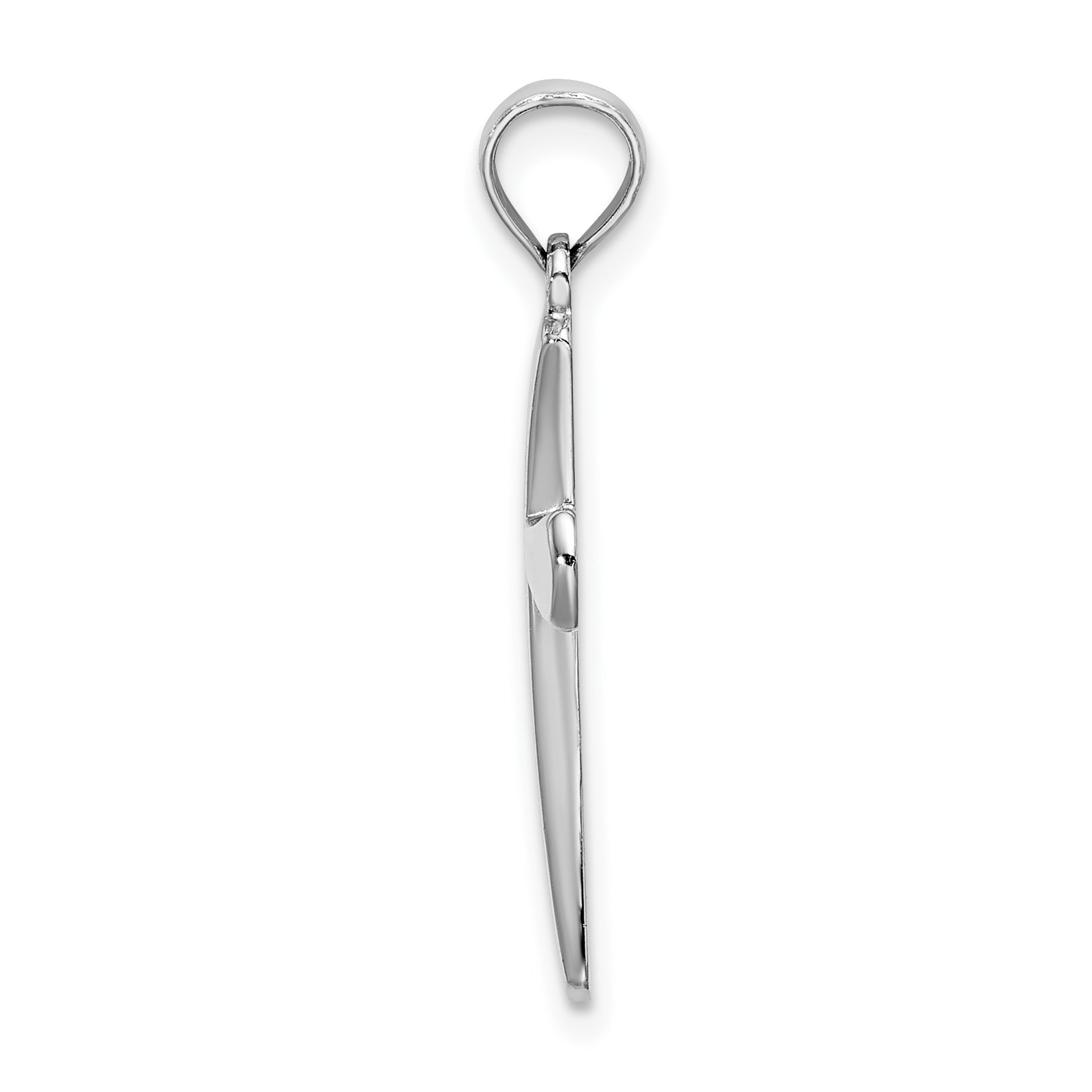 10K White Gold 10K Polished Beveled Cross W/ Round Tips Charm