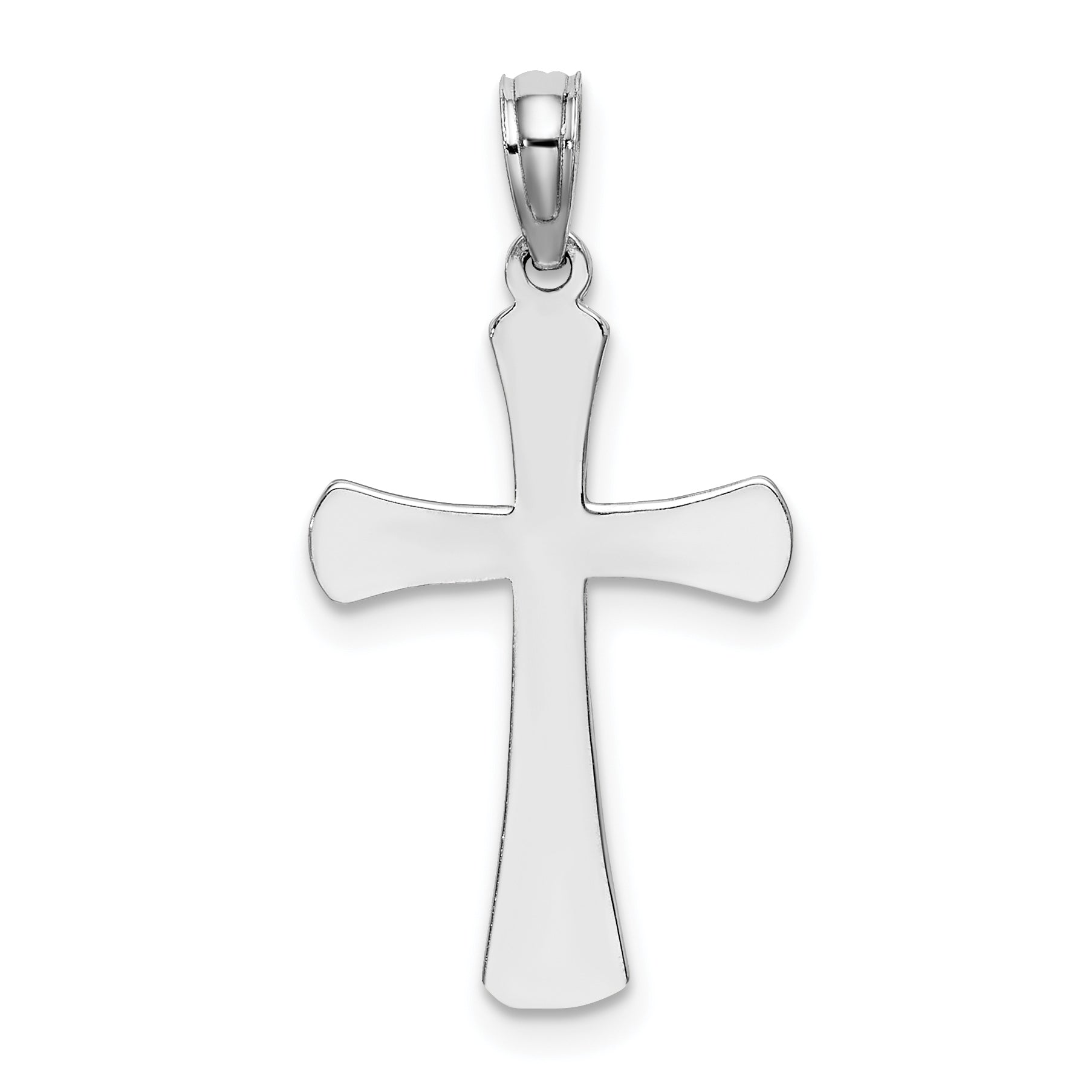 10K White Gold 10K Polished Beveled Cross W/ Round Tips Charm